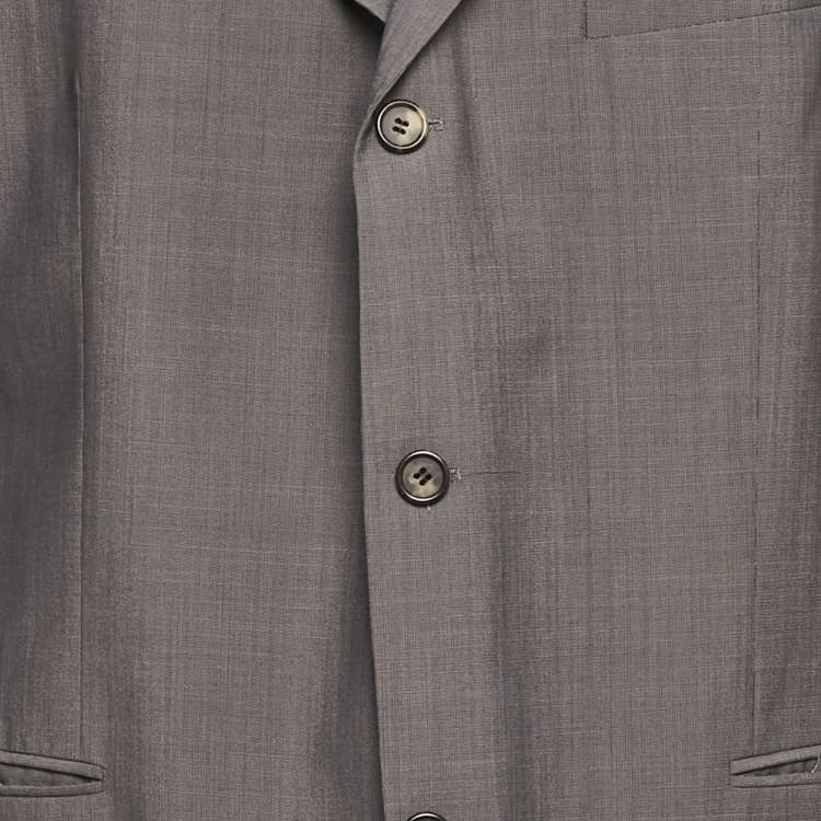 Pre Owned Boss By Hugo Boss Grey Wool Blend Single Breasted Suit XXXL
