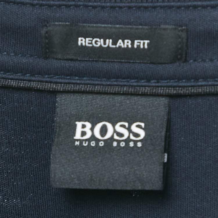 Pre Owned Boss By Hugo Boss Navy Blue Jersey Pado 11 Polo T-Shirt S