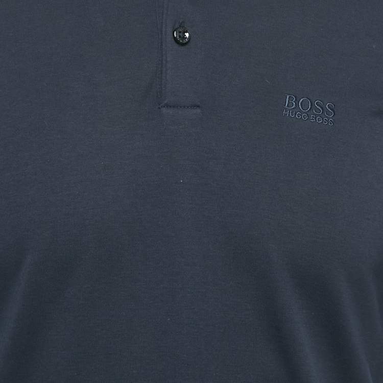 Pre Owned Boss By Hugo Boss Navy Blue Jersey Pado 11 Polo T-Shirt S
