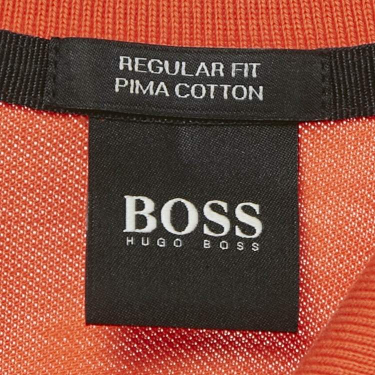 Pre Owned Boss by Hugo Boss Orange Pima Cotton Polo T-Shirt M