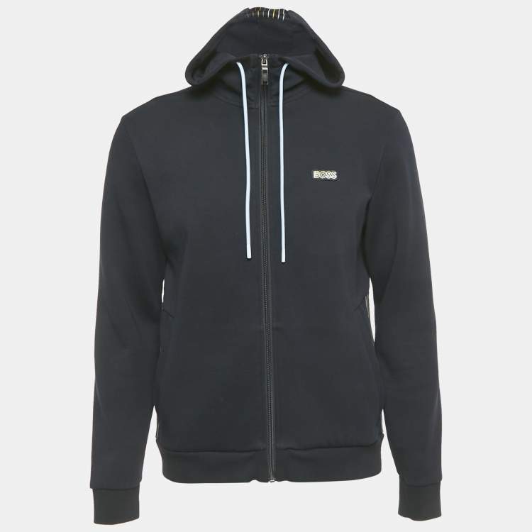 Pre Owned Boss By Hugo Boss Navy Blue Cotton Saggy 2 Hoodie S