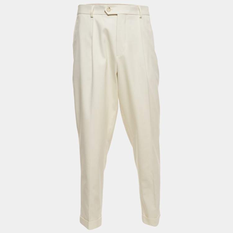Pre Owned Boss By Hugo Boss Off-White Cotton Blend Relaxed Fit Trousers XXL 