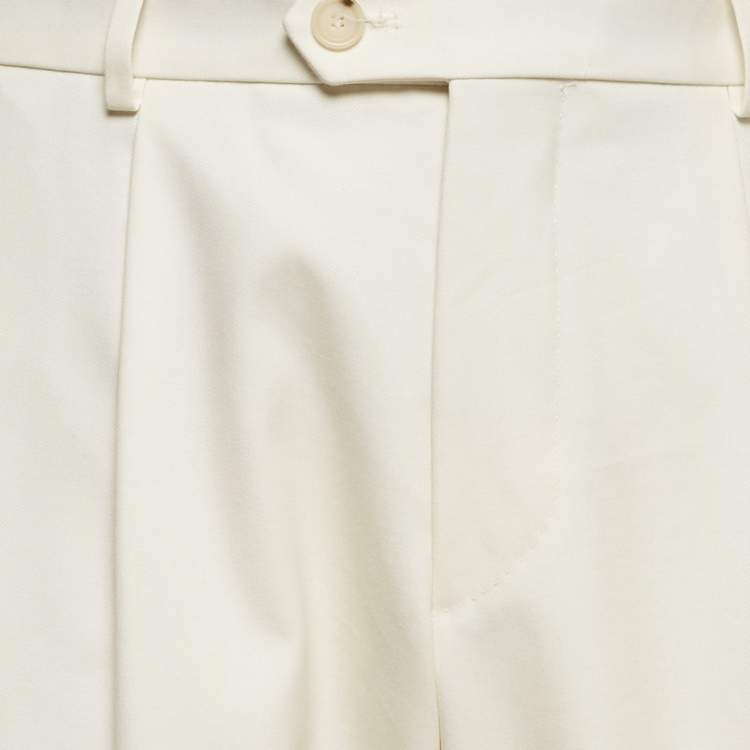 Pre Owned Boss By Hugo Boss Off-White Cotton Blend Relaxed Fit Trousers XXL 