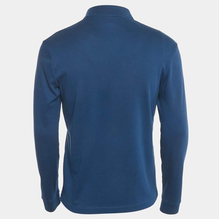 Pre Owned Boss By Hugo Boss Blue Jersey Pado 11 Polo T-Shirt S