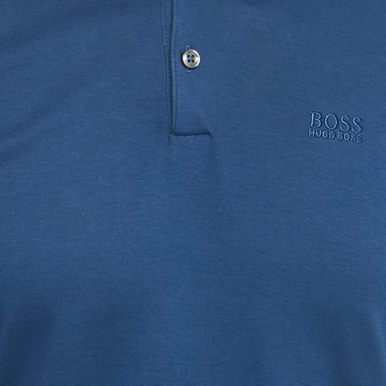 Pre Owned Boss By Hugo Boss Blue Jersey Pado 11 Polo T-Shirt S
