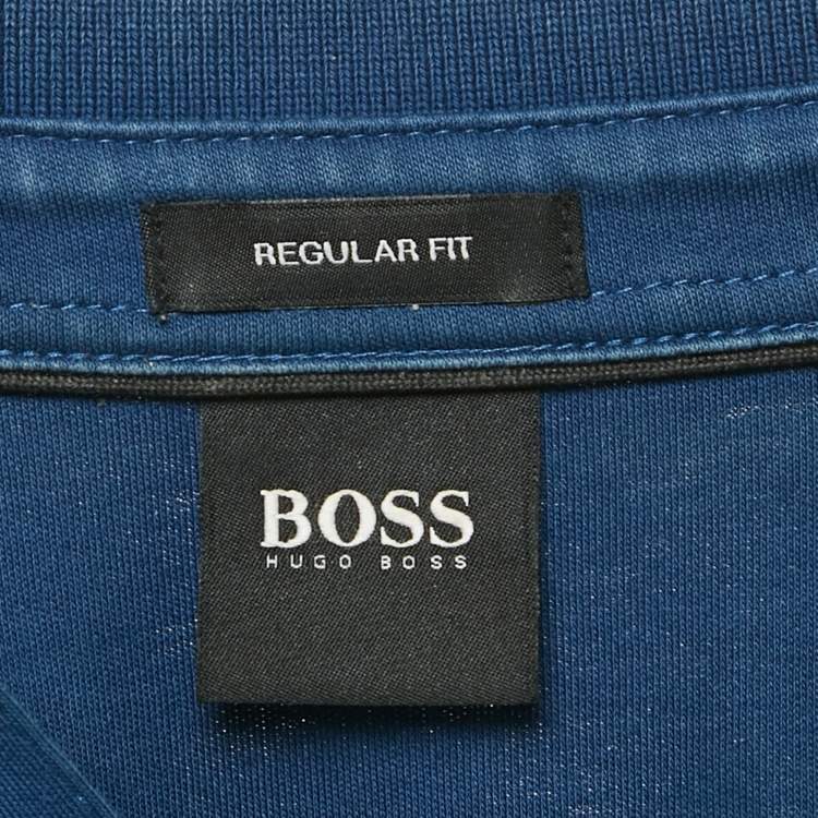 Pre Owned Boss By Hugo Boss Blue Jersey Pado 11 Polo T-Shirt S