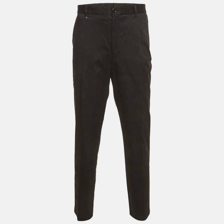 Pre Owned Boss By Hugo Boss Black Gabardine Formal Trousers XXL
