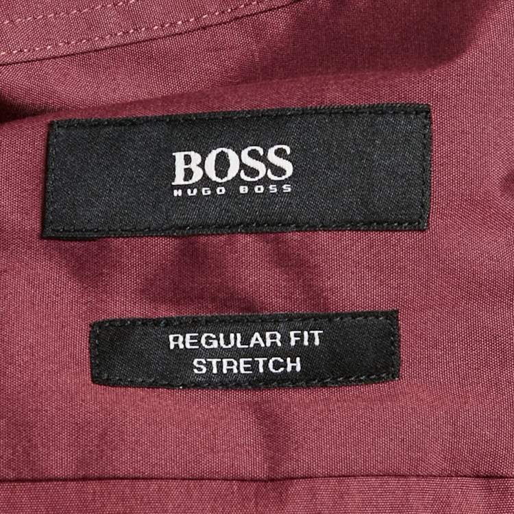 Pre Owned Boss By Hugo Boss Burgundy Cotton Regular Fit Shirt XXXL