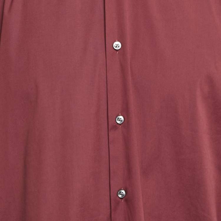 Pre Owned Boss By Hugo Boss Burgundy Cotton Regular Fit Shirt XXXL