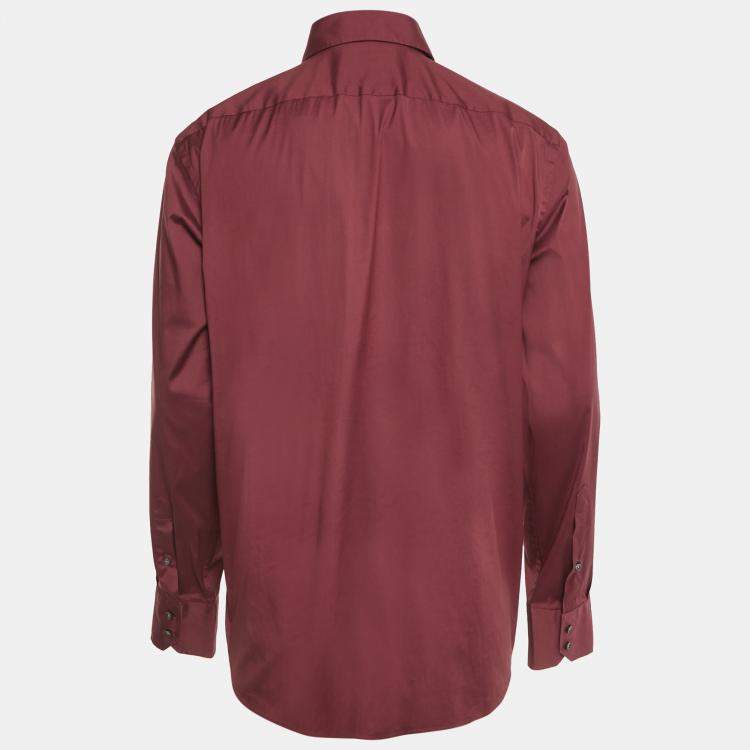 Pre Owned Boss By Hugo Boss Burgundy Cotton Regular Fit Shirt XXXL