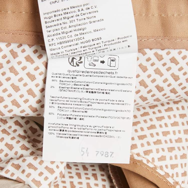 Pre Owned Boss By Hugo Boss Brown Gabardine C-Perin Trousers XXL
