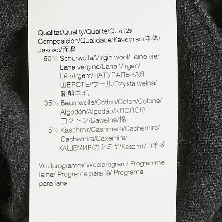 Pre Owned Boss By Hugo Boss Grey Wool Knit Collar Pullover M