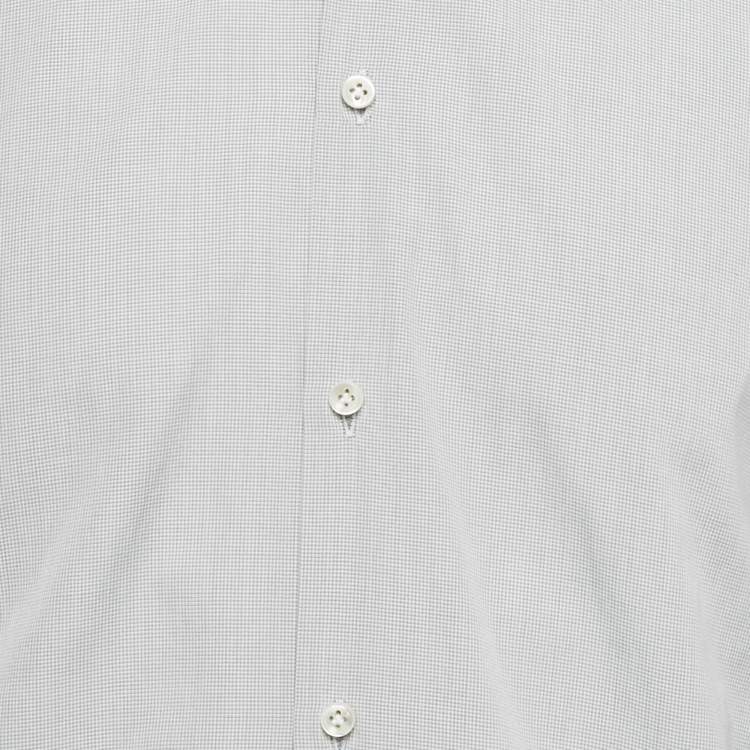 Pre Owned Boss By Hugo Boss Grey Checks Cotton Long Sleeve Shirt M