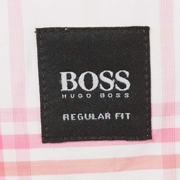 Pre Owned Boss Hugo Boss White Cotton Regular Fit Shirt L