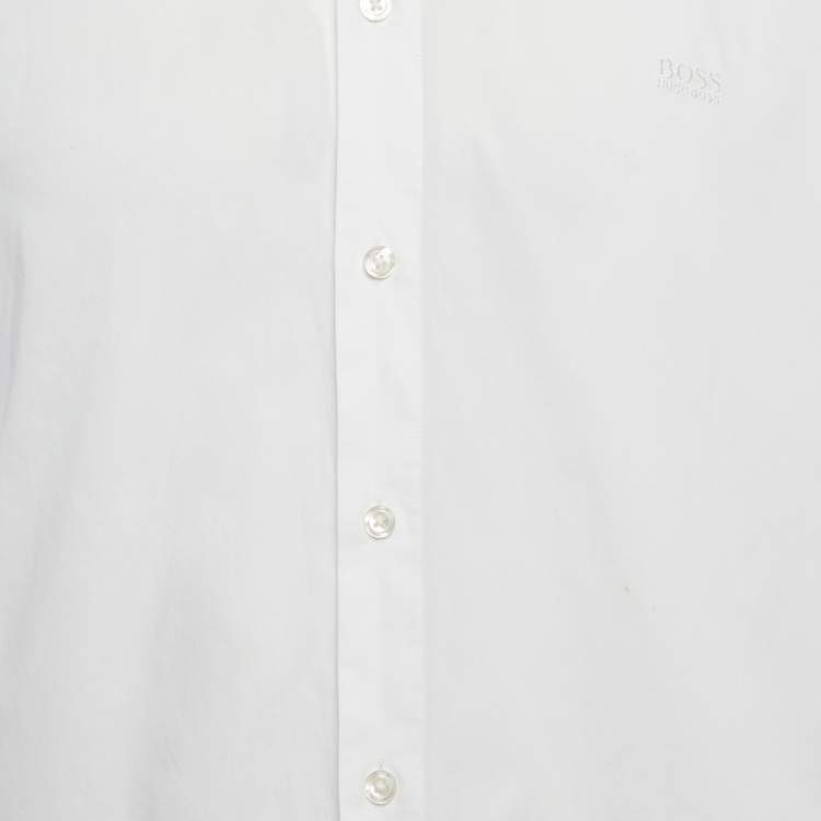 Pre Owned Boss Hugo Boss White Cotton Regular Fit Shirt L
