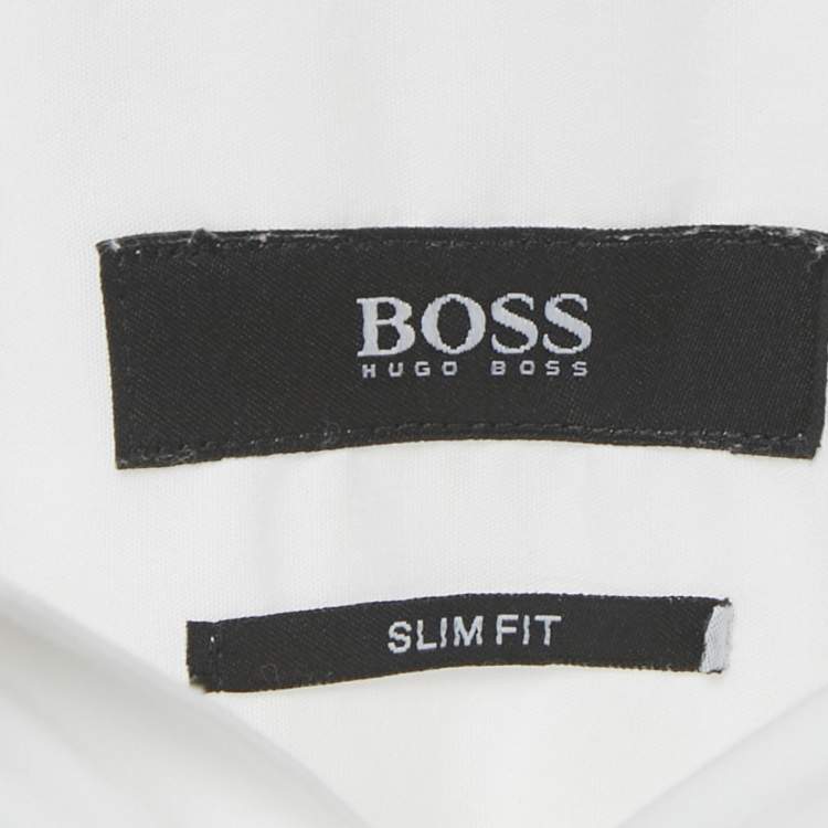 Pre Owned Boss By Hugo Boss White Cotton Slim Fit Shirt XXL 