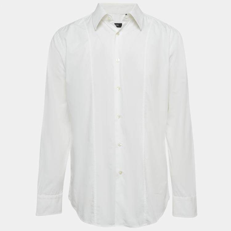 Pre Owned Boss By Hugo Boss White Cotton Slim Fit Shirt XXL 