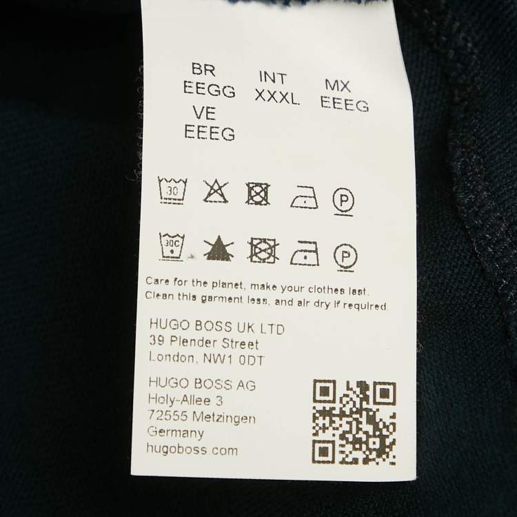 Pre Owned  Boss By Hugo Boss Navy Blue Logo Patterned Cotton Knit  C-Thompson T-Shirt XXXL