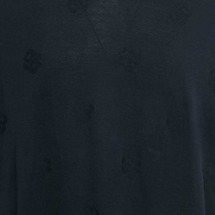 Pre Owned  Boss By Hugo Boss Navy Blue Logo Patterned Cotton Knit  C-Thompson T-Shirt XXXL