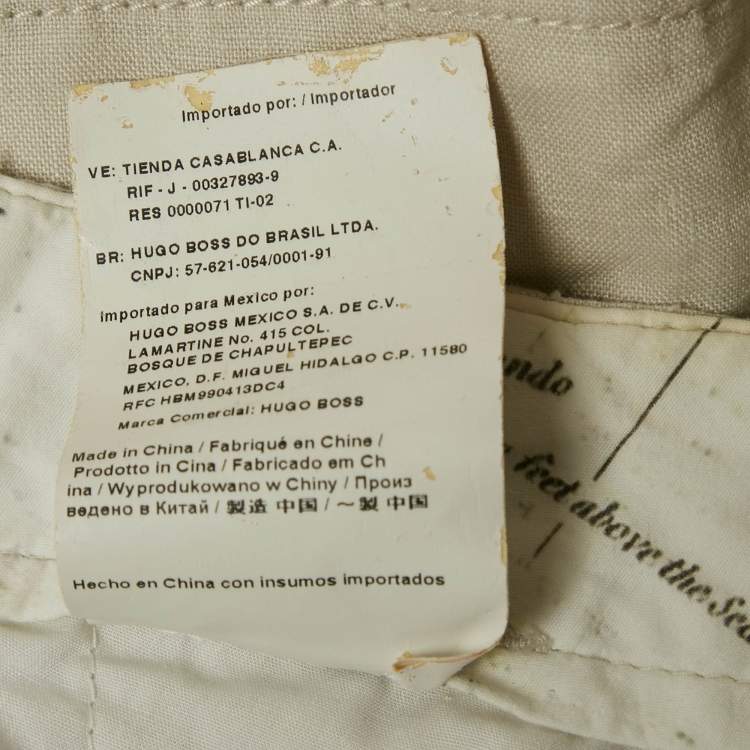 Pre Owned Boss By Hugo Boss Beige Linen Shorts M