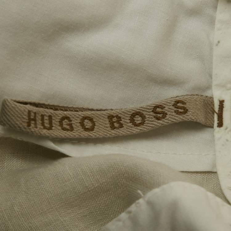 Pre Owned Boss By Hugo Boss Beige Linen Shorts M