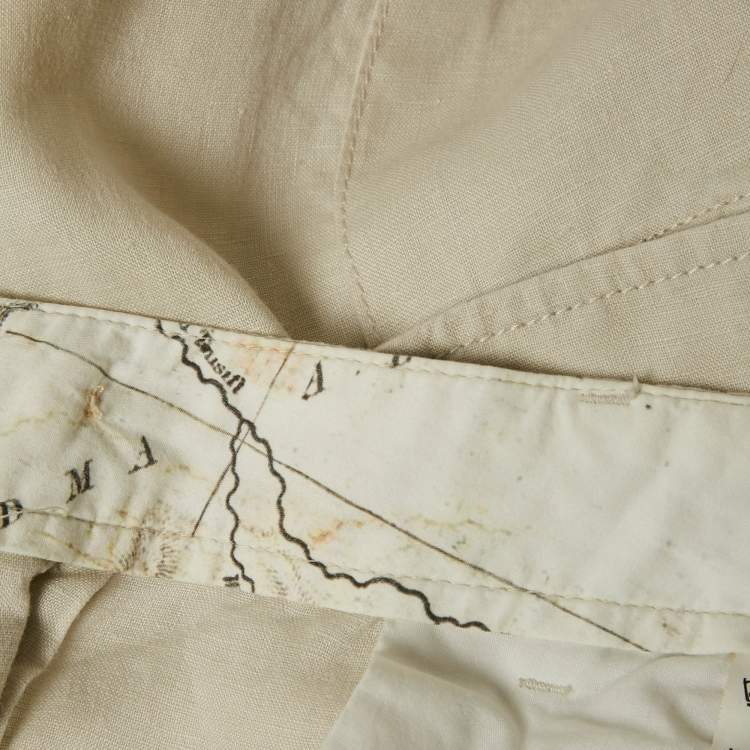 Pre Owned Boss By Hugo Boss Beige Linen Shorts M