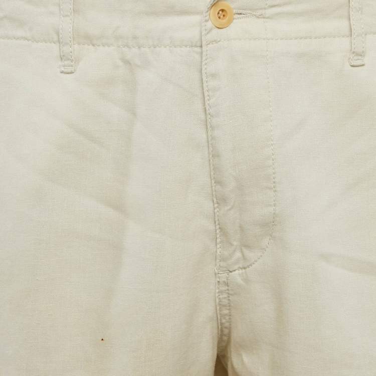 Pre Owned Boss By Hugo Boss Beige Linen Shorts M
