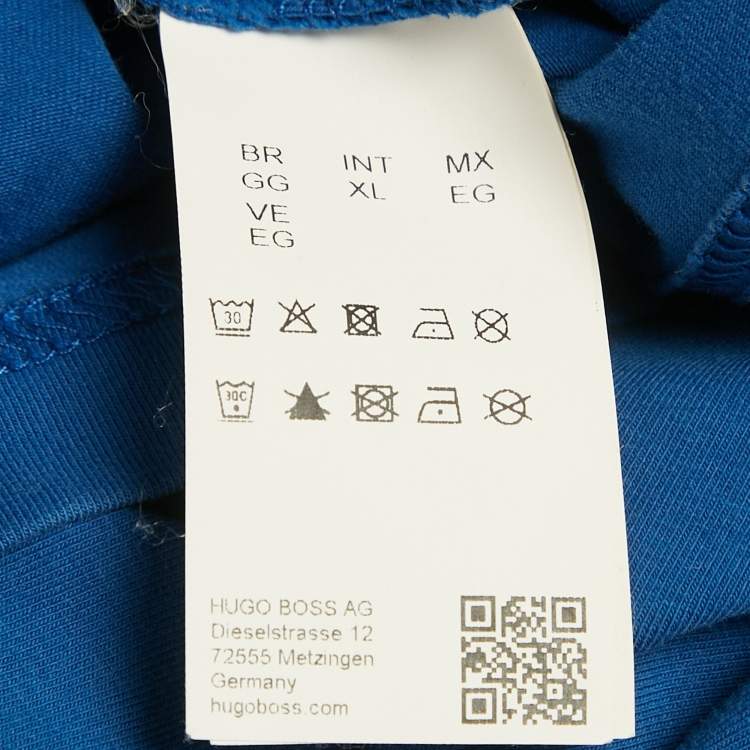 Pre Owned Boss By Hugo Boss Blue Logo Embossed Cotton T-Shirt XL 