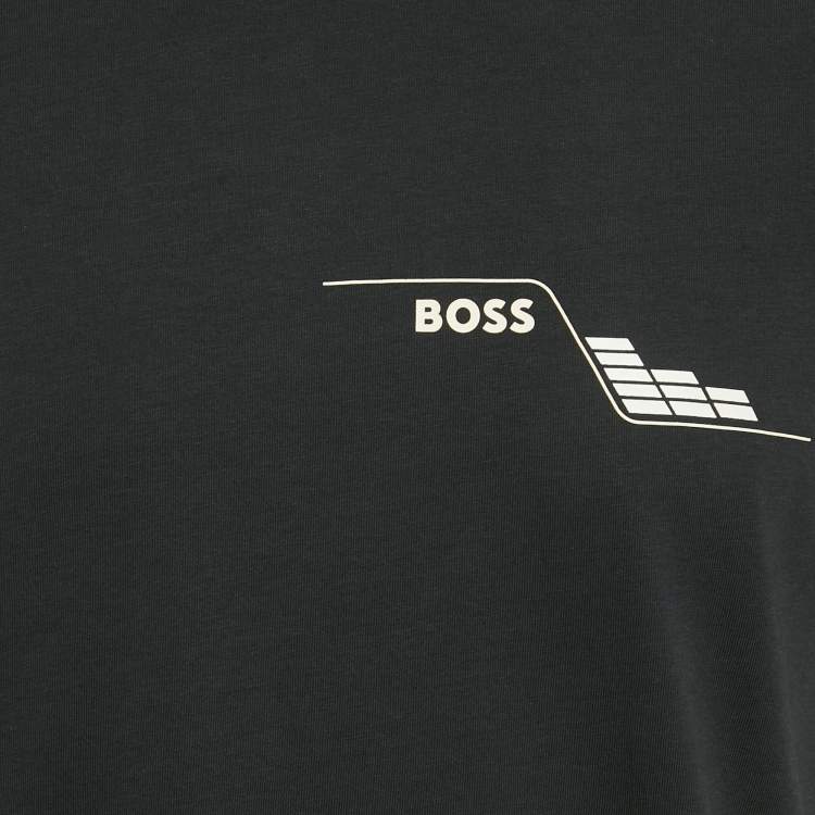 Pre Owned Boss By Hugo Boss Navy Blue Printed Jersey Tee3 T-Shirt M