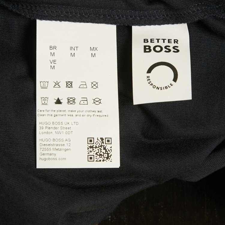 Pre Owned Boss By Hugo Boss Navy Blue Printed Jersey Tee3 T-Shirt M