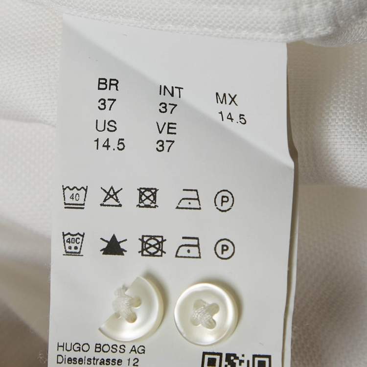 Pre Owned Boss By Hugo Boss White Cotton Slim Fit Shirt S