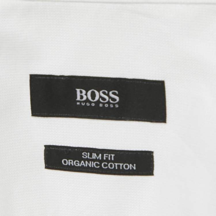 Pre Owned Boss By Hugo Boss White Cotton Slim Fit Shirt S
