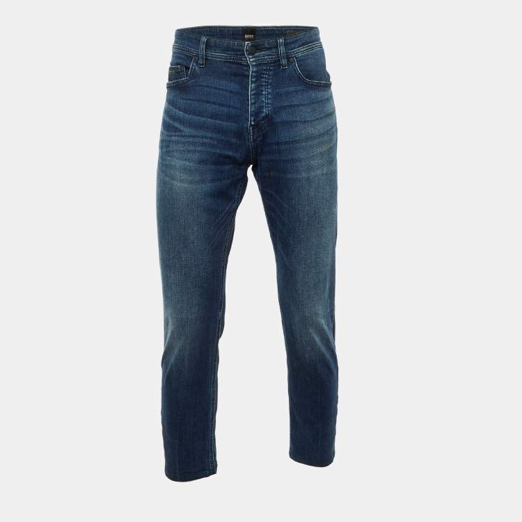 Pre Owned Boss by Hugo Boss Blue Denim 040 Taber Tapered Fit Jeans L/Waist 36"