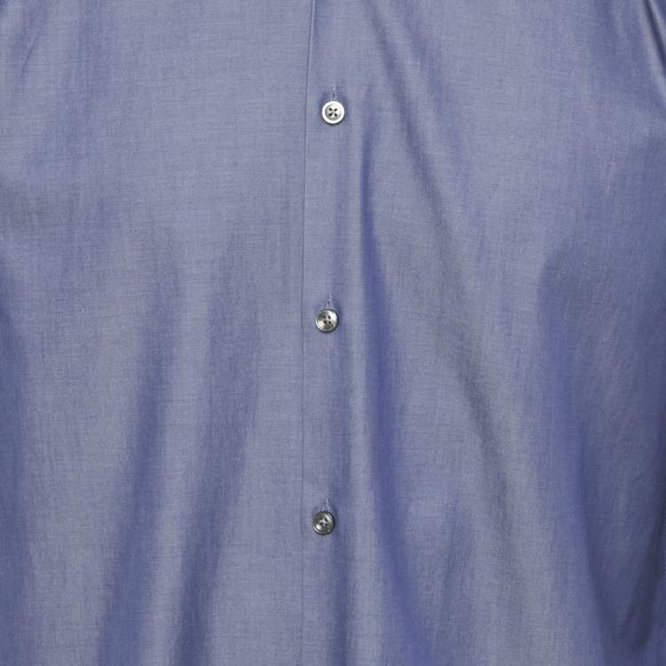 Pre Owned Boss By Hugo Boss Blue Cotton Full Sleeve Shirt XXL