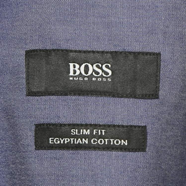 Pre Owned Boss By Hugo Boss Blue Cotton Full Sleeve Shirt XXL