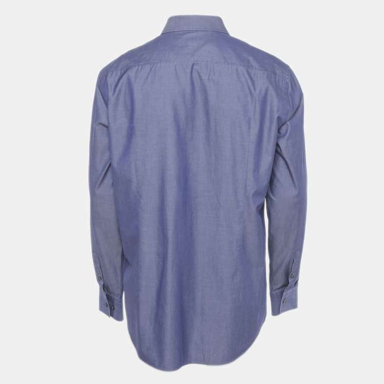 Pre Owned Boss By Hugo Boss Blue Cotton Full Sleeve Shirt XXL