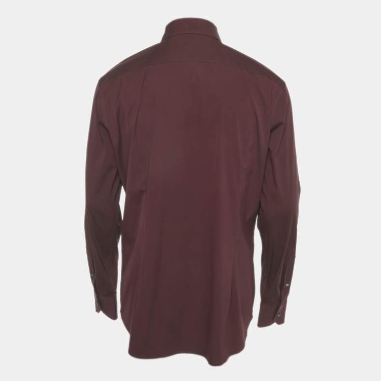 Pre Owned Boss By Hugo Boss Burgundy Cotton Blend Shirt XXL