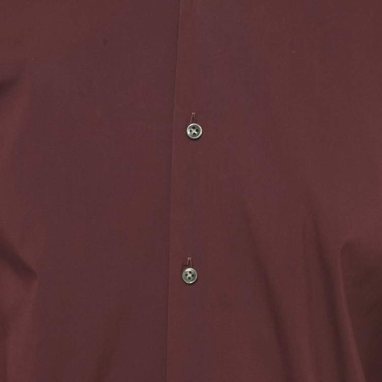 Pre Owned Boss By Hugo Boss Burgundy Cotton Blend Shirt XXL