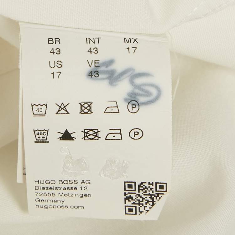 Pre Owned  Boss By Hugo Boss White Cotton Slim Fit Jason Shirt XL