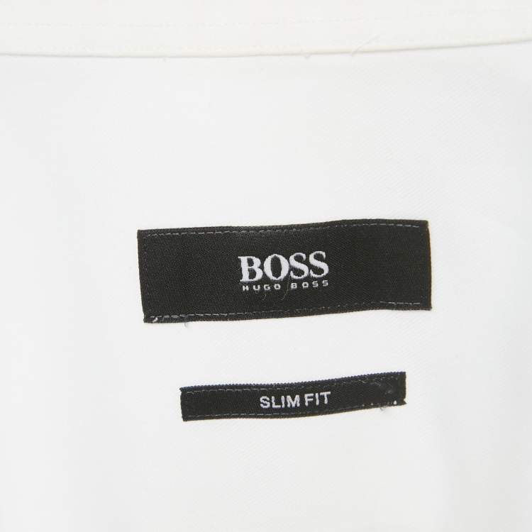 Pre Owned Boss By Hugo Boss White Cotton Slim Fit Jaiden Shirt XL