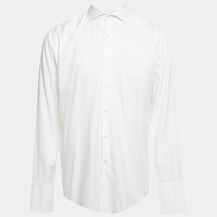 Pre Owned Boss By Hugo Boss White Cotton Slim Fit Jaiden Shirt XL
