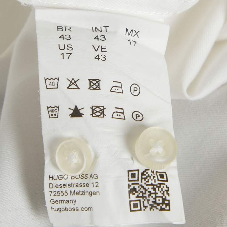 Pre Owned Boss By Hugo Boss White Cotton Slim Fit Jaiden Shirt XL 