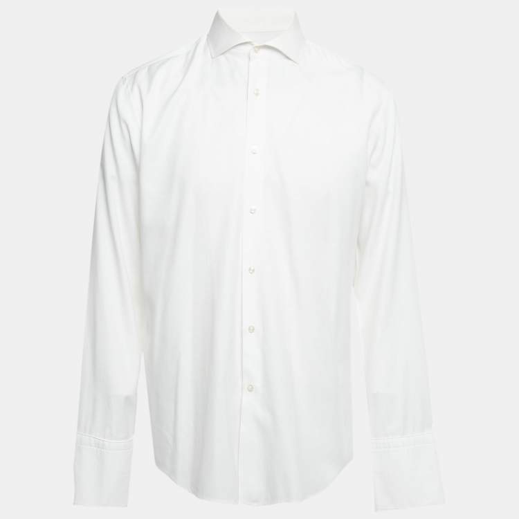 Pre Owned Boss By Hugo Boss White Cotton Slim Fit Jaiden Shirt XL 