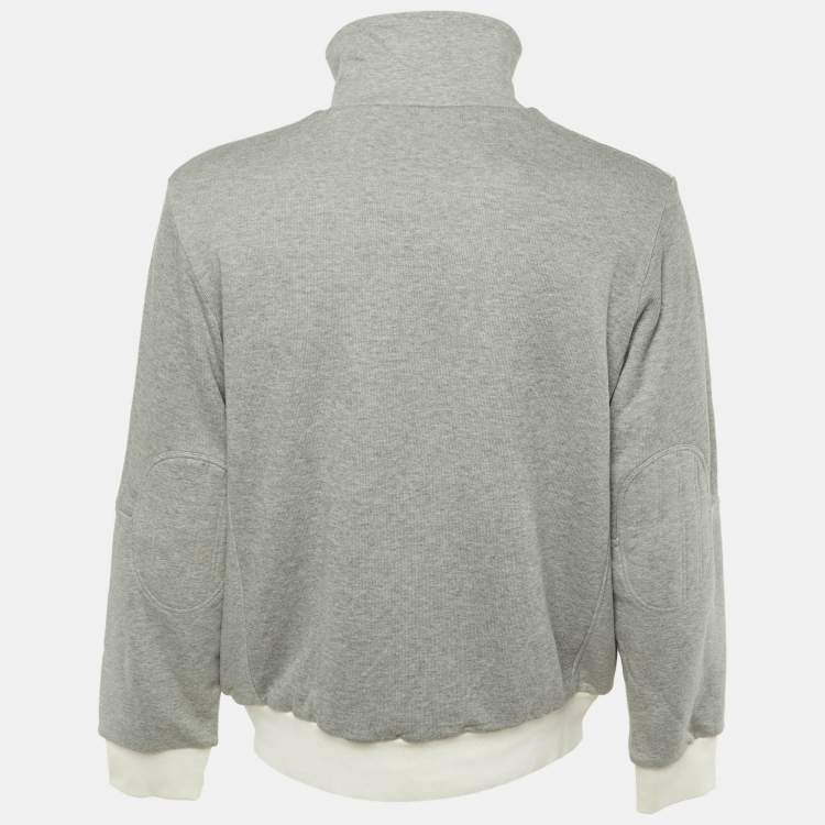 Pre Owned Boss By Hugo Boss Grey Cotton Knit Zip Front Sweater L