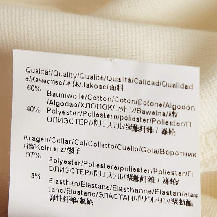 Pre Owned Boss By Hugo Boss Cream Logo Patch Cotton Blend T-Shirt XL 