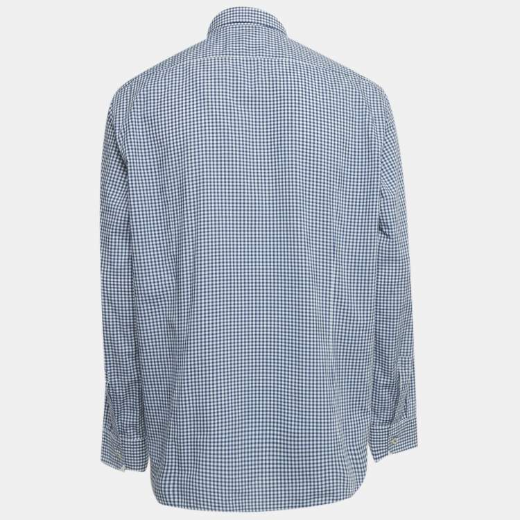 Pre Owned Boss By Hugo Boss Blue/White Checkered Cotton Obert Regular Fit Shirt XL 