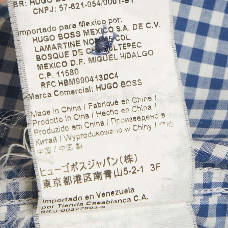 Pre Owned Boss By Hugo Boss Blue/White Checkered Cotton Obert Regular Fit Shirt XL 