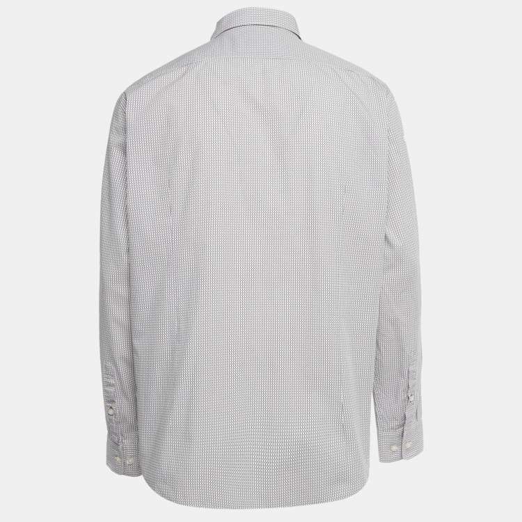 Pre Owned Boss By Hugo Boss Burgundy Printed Cotton Luka Regular Fit Shirt XL 