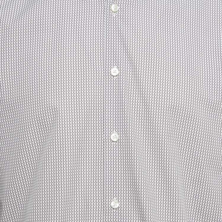 Pre Owned Boss By Hugo Boss Burgundy Printed Cotton Luka Regular Fit Shirt XL 