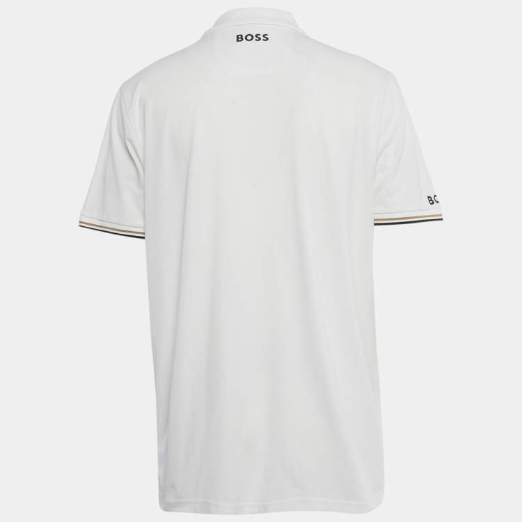 Pre Owned Boss By Hugo Boss White Pique Regular Fit Polo T-Shirt XXL